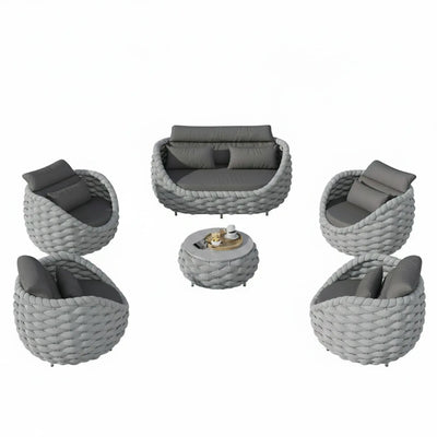 6-Piece Aluminum Patio Furniture Set,Polyester Light Grey W/Table
