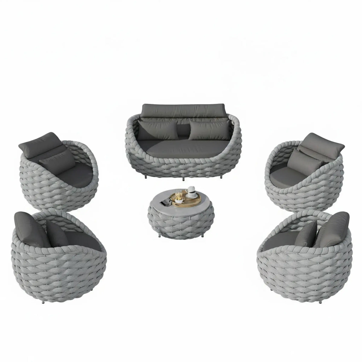 6-Piece Aluminum Patio Furniture Set,Polyester Light Grey W/Table
