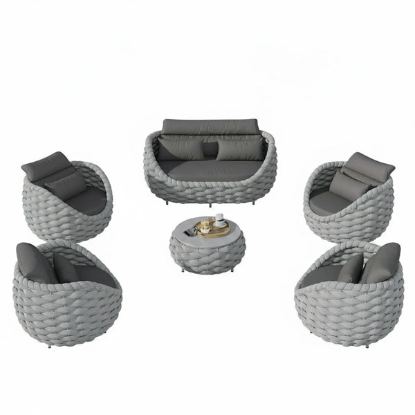 6-Piece Aluminum Patio Furniture Set,Polyester Light Grey W/Table