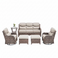 Outdoor Patio Furniture Set Built for All-Weather Entertaining, 6 Piece, Swivel Rocker Chairs, 6 Inch Cushions