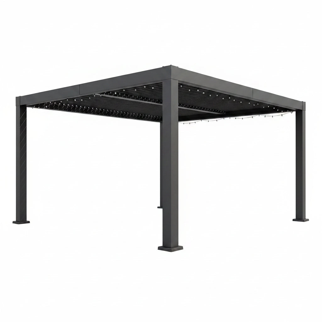 Outdoor Pergola Built for Adjustable Shade Control, Reinforced Aluminum Frame, Integrated Drainage, 393 lb