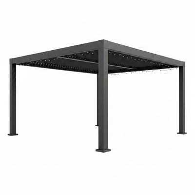 Outdoor Pergola Built for Adjustable Shade Control, Reinforced Aluminum Frame, Integrated Drainage, 393 lb