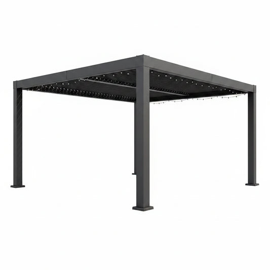 Outdoor Pergola Built for Adjustable Shade Control, Reinforced Aluminum Frame, Integrated Drainage, 393 lb