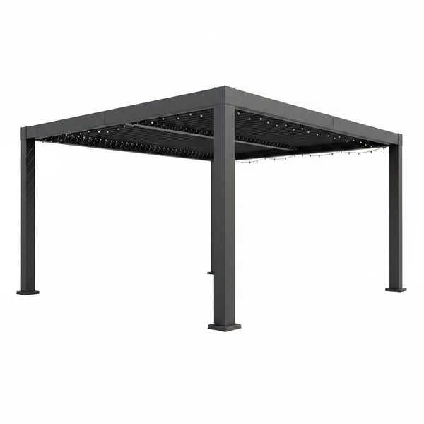 Outdoor Pergola Built for Adjustable Shade Control, Reinforced Aluminum Frame, Integrated Drainage, 393 lb